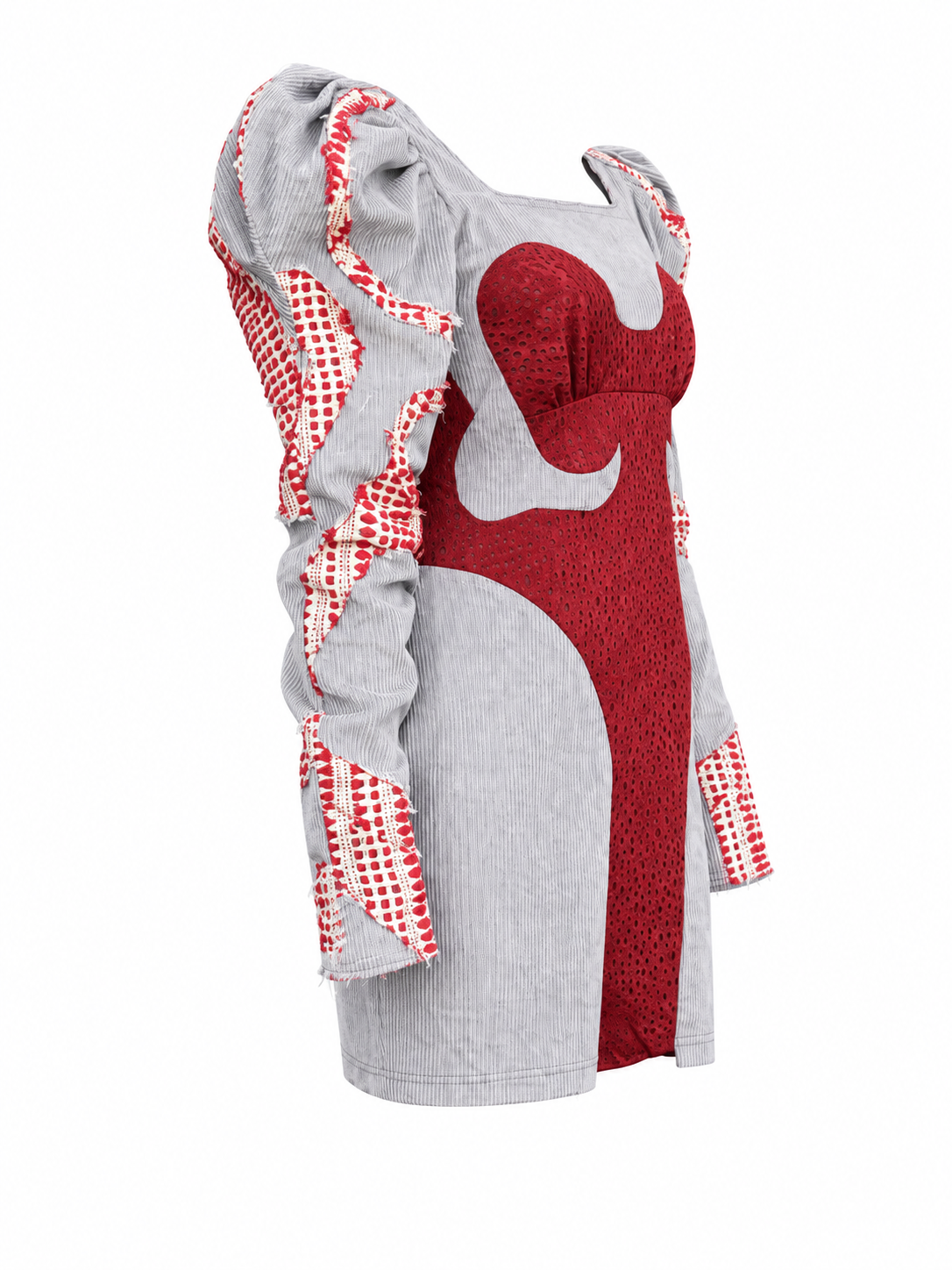 SCARLET ECHO dress in Grey / Red, opposite side view